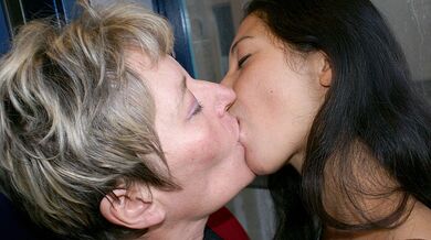 Old and young lesbos get really kinky