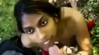 Indian girl gets a facial outdoors