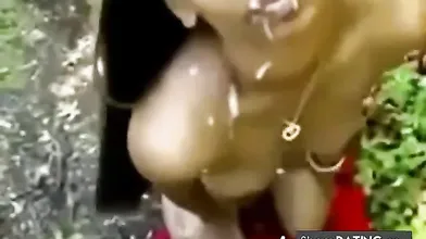 Indian girl gets a facial outdoors