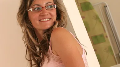 Naughty housewife getting her pussy wet