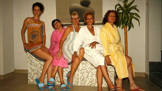 Naked mature women relaxing and unwinding