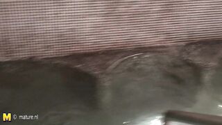 Mature women relaxing in a sauna