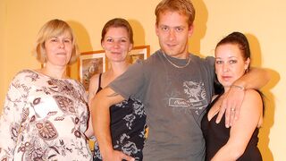 This lucky dude fucks three older women