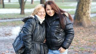 Old and young lesbians Frederica and Rashinda go naughty