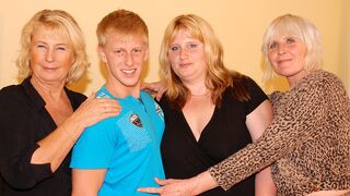 This dude is partying with three mature sluts
