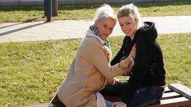 A first old and young lesbian date turns out hot