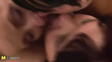 Two mature sluts playing with a hot fucking babe