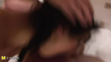 Kinky teen gets three mature cocks to swallow