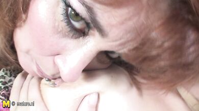Kinky mama getting down on a hairy teen