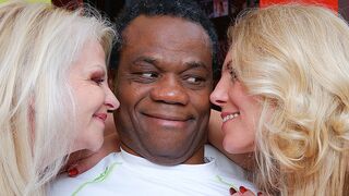 Two bisexual housewives take on a hard black guy