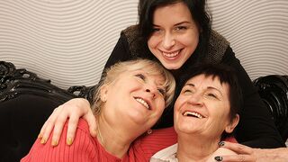 Two mature lesbians pleasing a hot young lesbian babe