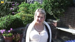 Big breasted mature slut playing in the garden