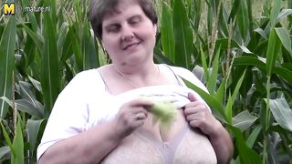 This big mama loves to play in a cornfield