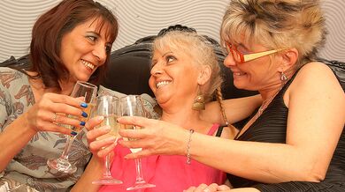 Three mature lesbians having sex