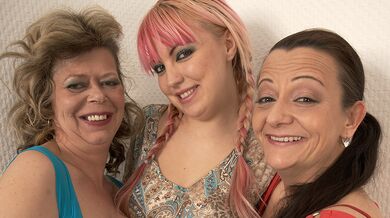 Three old and young lesbians making each other wet