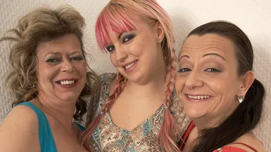 Three old and young lesbians making each other wet
