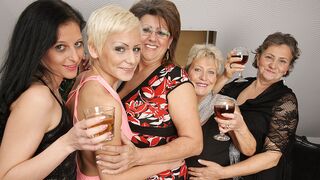 Five horny old and young lesbians make it special for Christmas