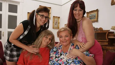 Four horny old and young lesbians make it special