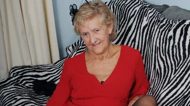 British granny showing off her goods