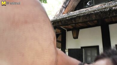 Hot babe doing an old pervert in the open air