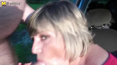 Mature Monieka sucks cock and squirts like crazy