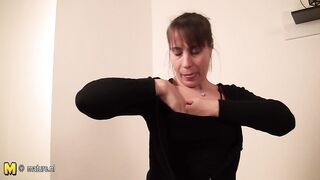 Horny housewife getting wet on her couch