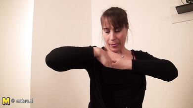 Horny housewife getting wet on her couch