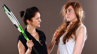 Hot babe must listen to her lesbian tennis teacher