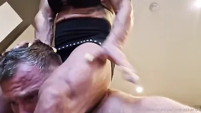European amateur brunette rides big dick