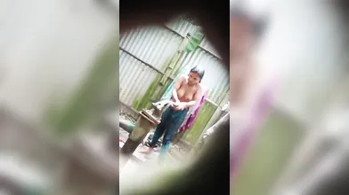 Village girl bathing video