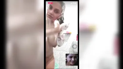 Aunty bathing video call