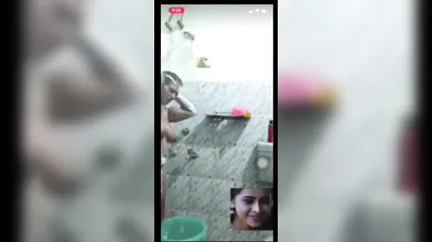 Aunty bathing video call