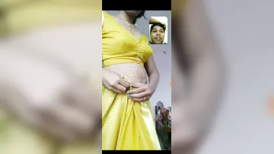 Lovers showing hot body in video call