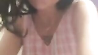 Young girl show her melon on video call