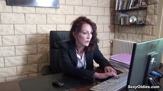 MILF secretary Lyna Cypher rough fucked and fisted on the desk in the office