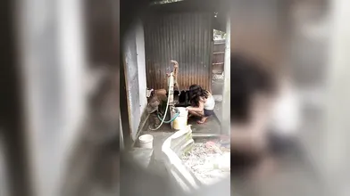 Beautiful girl bathing