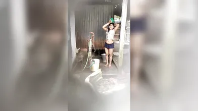 Beautiful girl bathing