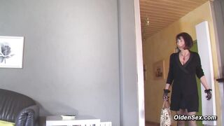 German mature wife Angie H sucking dick to her husband