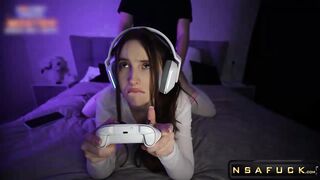 Gamers Stepsister Sucks Dick and Rides Nerds Fantasy Comes True
