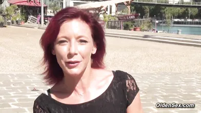 Stunning redhead amateur mature lady Morgane Dell fucked on a vacation