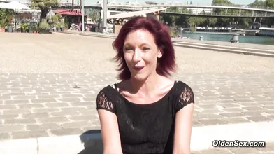 Stunning redhead amateur mature lady Morgane Dell fucked on a vacation