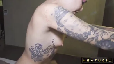 Crazy Tattoo Girl Steals Boyfriend Fucking censored