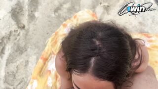 Public fuck-fest with inexperienced duo on beach - muddy blowage and spunk in gu