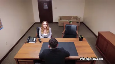 Moaning on principals big dick and calling home while getting fucked
