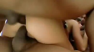 Hot Slut Taking 4 Black Thugs