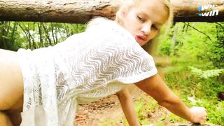 Naughty mummy gets lost on woods path and gets torn up rock hard by stranger.
