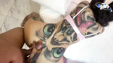 Hot kitten gets plumbed doggie-style, followed by a bj and ahegao face - hottest