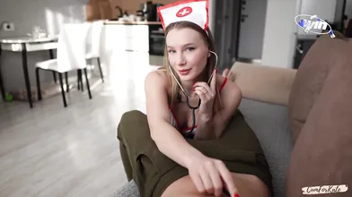 Hot ash-blonde nurse performs facial cumshot on patient - sluttiest xxx!