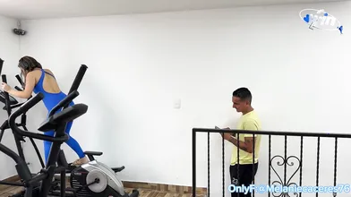 Dani Clark, Melanie Caceres pound me in the gym! Hard rough hump with inexperien
