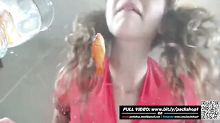 Evil woman devours all her fish alive - Vore Giantess1